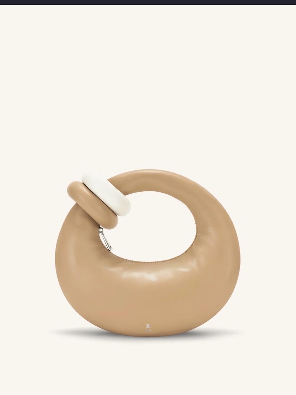 JW PEI Round Mini Tote in Beige with Cream Accent